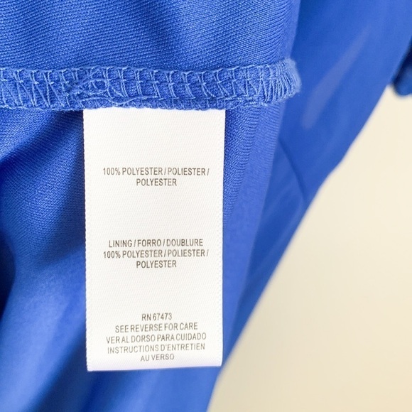 Taylor Royal Blue Azure Chiffon V neck High Low Midi Dress Medium - Picture 16 of 16